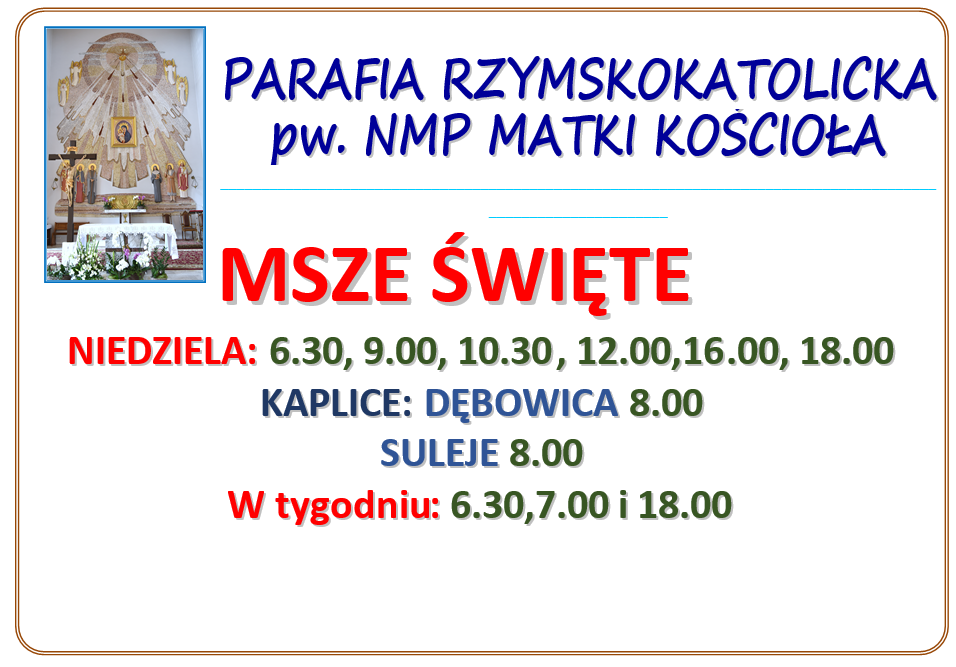 Msze Święte - zmiana godzin