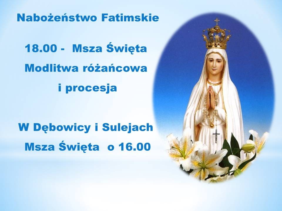Zapraszamy na Nabożeństwo Fatimskie