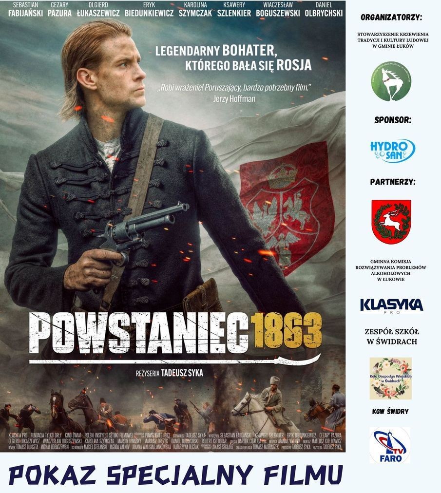 Plenerowy pokaz filmu „Powstaniec 1863” w Świdrach